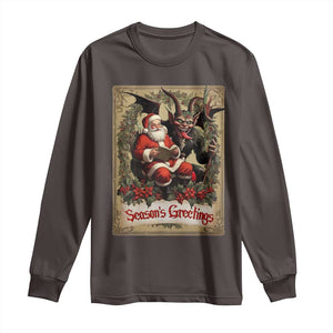 Christmas Krampus Long Sleeve Shirt Season Greeting Vintage Tarot Card TS09 Dark Chocolate Print Your Wear