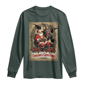 Christmas Krampus Long Sleeve Shirt Season Greeting Vintage Tarot Card TS09 Dark Forest Green Print Your Wear