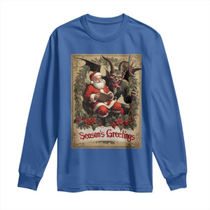 Christmas Krampus Long Sleeve Shirt Season Greeting Vintage Tarot Card TS09 Royal Blue Print Your Wear