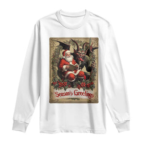 Christmas Krampus Long Sleeve Shirt Season Greeting Vintage Tarot Card TS09 White Print Your Wear