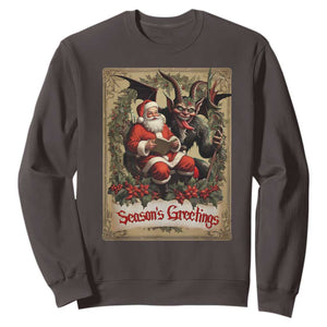 Christmas Krampus Sweatshirt Season Greeting Vintage Tarot Card TS09 Dark Chocolate Print Your Wear