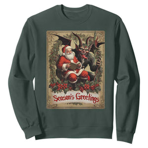 Christmas Krampus Sweatshirt Season Greeting Vintage Tarot Card TS09 Dark Forest Green Print Your Wear