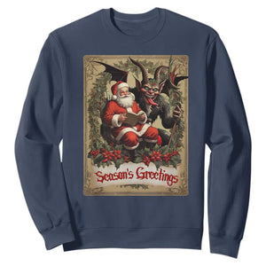 Christmas Krampus Sweatshirt Season Greeting Vintage Tarot Card TS09 Navy Print Your Wear