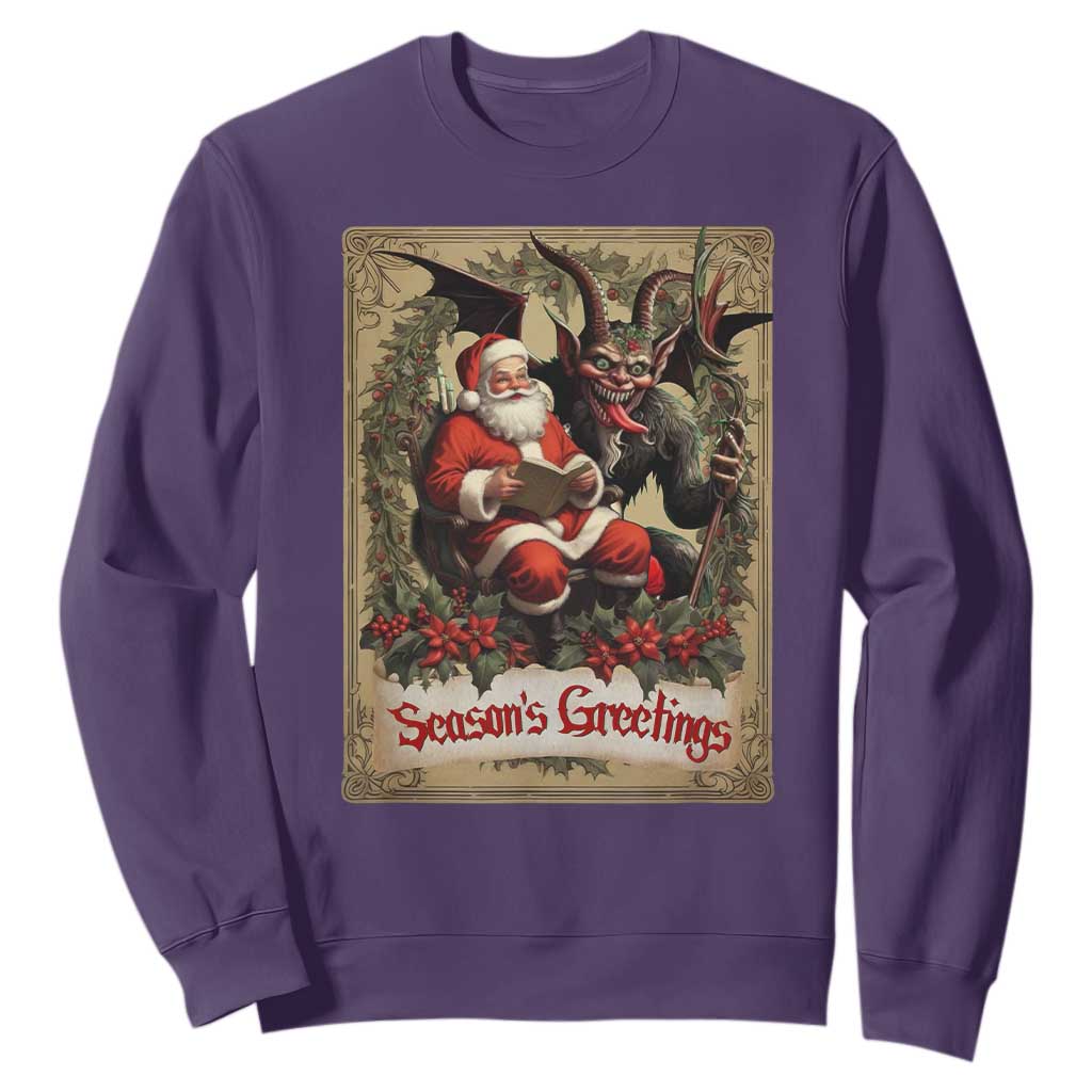 Christmas Krampus Sweatshirt Season Greeting Vintage Tarot Card TS09 Purple Print Your Wear