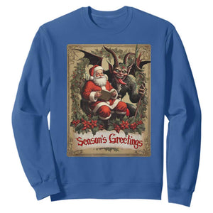 Christmas Krampus Sweatshirt Season Greeting Vintage Tarot Card TS09 Royal Blue Print Your Wear