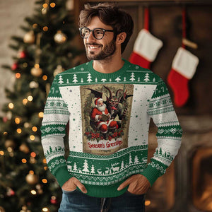Xmas Krampus Ugly Christmas Sweater Season Greeting Vintage Tarot Card TS09 Green Print Your Wear