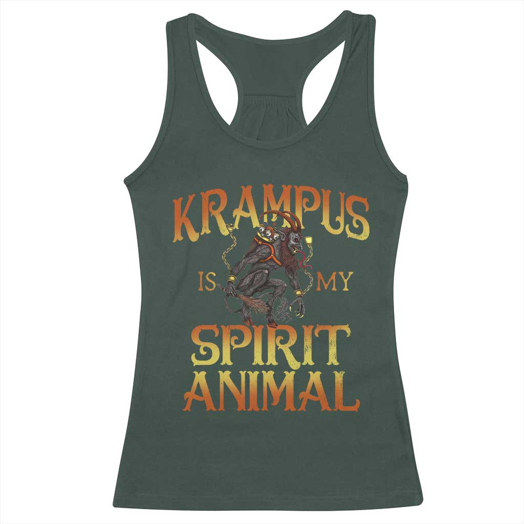 Christmas Krampus is My Spirit Animal Racerback Tank Top TS09 Dark Forest Green Print Your Wear