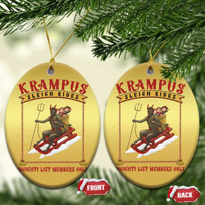 Funny Krampus Sleigh Rides Christmas Ornament Naughty List Members Only TS09 Oval Gold Print Your Wear