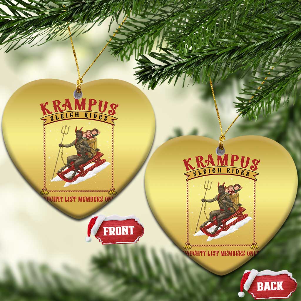 Funny Krampus Sleigh Rides Christmas Ornament Naughty List Members Only TS09 Heart Gold Print Your Wear