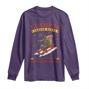 Funny Krampus Sleigh Rides Long Sleeve Shirt Naughty List Members Only TS09 Purple Print Your Wear