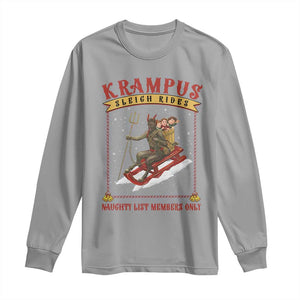 Funny Krampus Sleigh Rides Long Sleeve Shirt Naughty List Members Only TS09 Sport Gray Print Your Wear