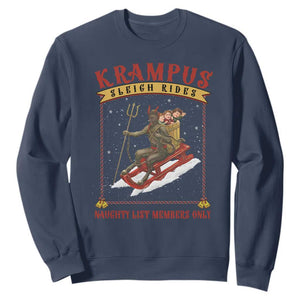 Funny Krampus Sleigh Rides Sweatshirt Naughty List Members Only TS09 Navy Print Your Wear