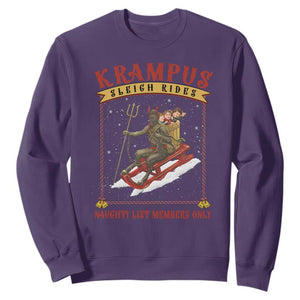 Funny Krampus Sleigh Rides Sweatshirt Naughty List Members Only TS09 Purple Print Your Wear