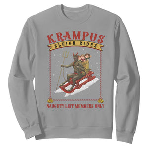 Funny Krampus Sleigh Rides Sweatshirt Naughty List Members Only TS09 Sport Gray Print Your Wear