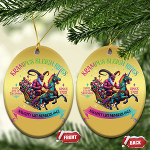 Funny Krampus Sleigh Rides Christmas Ornament Naughty List Members Only Since 1722 TS09 Oval Gold Print Your Wear