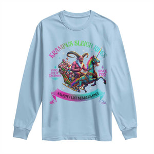 Funny Krampus Sleigh Rides Long Sleeve Shirt Naughty List Members Only Since 1722 TS09 Light Blue Print Your Wear