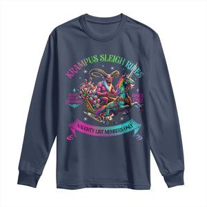 Funny Krampus Sleigh Rides Long Sleeve Shirt Naughty List Members Only Since 1722 TS09 Navy Print Your Wear