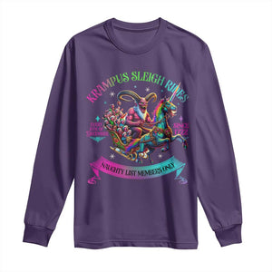 Funny Krampus Sleigh Rides Long Sleeve Shirt Naughty List Members Only Since 1722 TS09 Purple Print Your Wear