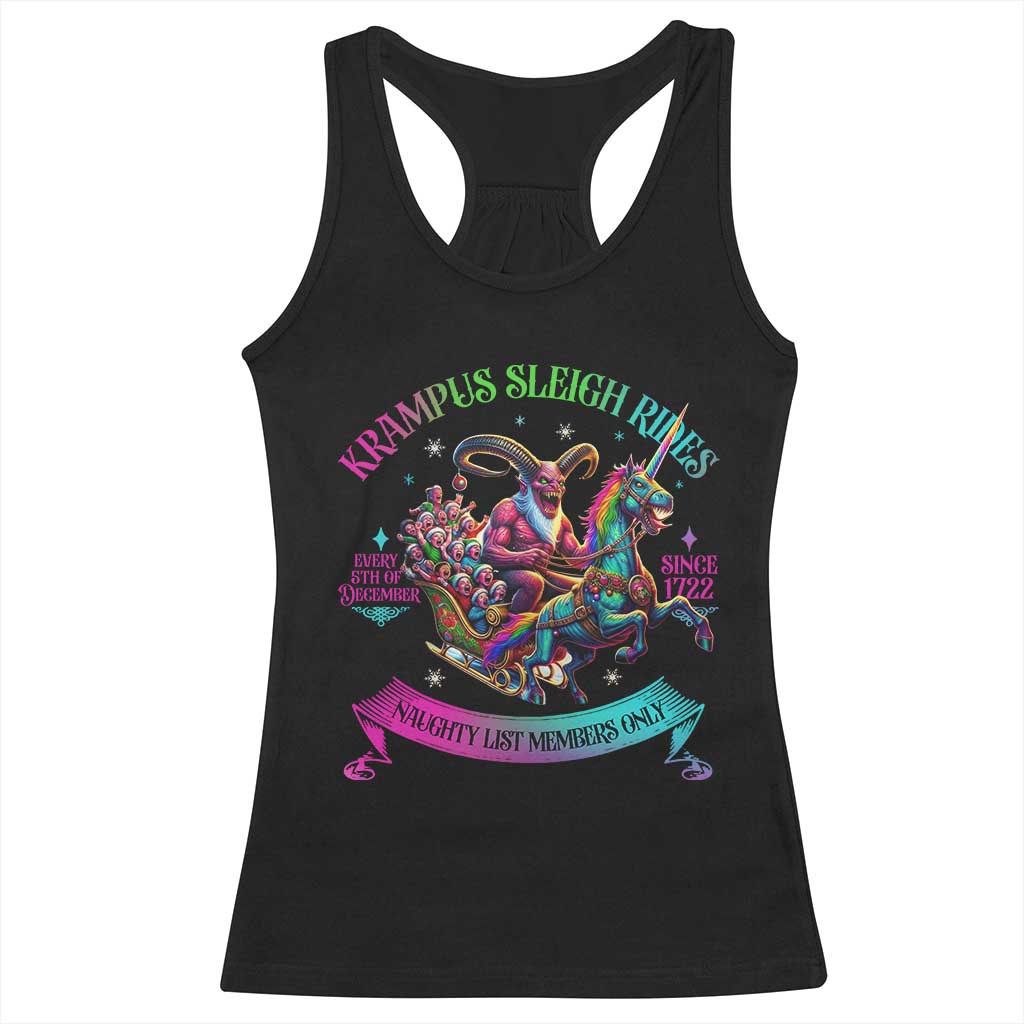 Funny Krampus Sleigh Rides Racerback Tank Top Naughty List Members Only Since 1722 TS09 Black Print Your Wear