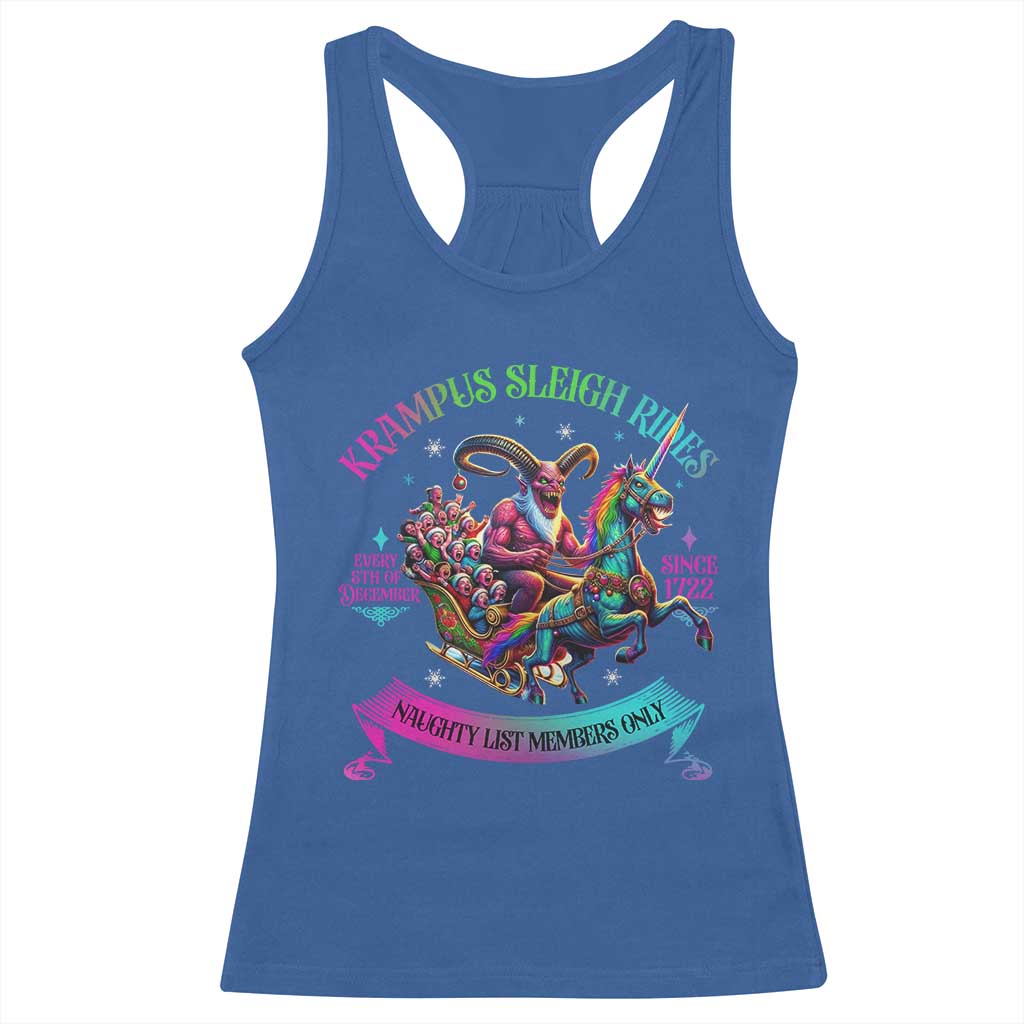 Funny Krampus Sleigh Rides Racerback Tank Top Naughty List Members Only Since 1722 TS09 Royal Blue Print Your Wear