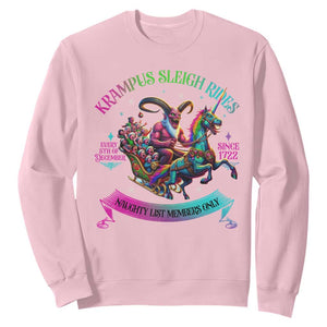 Funny Krampus Sleigh Rides Sweatshirt Naughty List Members Only Since 1722 TS09 Light Pink Print Your Wear