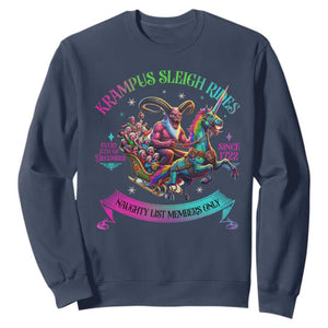 Funny Krampus Sleigh Rides Sweatshirt Naughty List Members Only Since 1722 TS09 Navy Print Your Wear