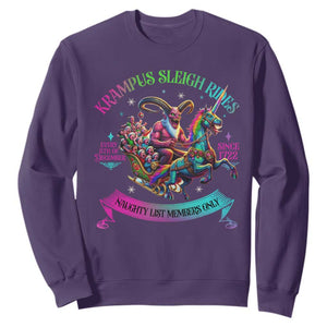 Funny Krampus Sleigh Rides Sweatshirt Naughty List Members Only Since 1722 TS09 Purple Print Your Wear