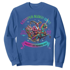 Funny Krampus Sleigh Rides Sweatshirt Naughty List Members Only Since 1722 TS09 Royal Blue Print Your Wear