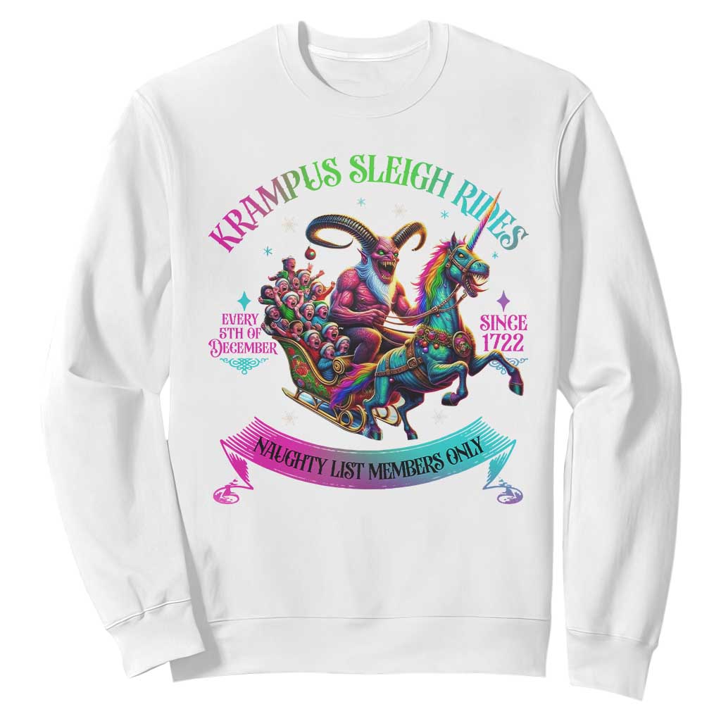 Funny Krampus Sleigh Rides Sweatshirt Naughty List Members Only Since 1722 TS09 White Print Your Wear