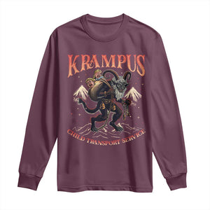 Krampus Long Sleeve Shirt Child Transport Service Spooky Christmas TS09 Maroon Print Your Wear