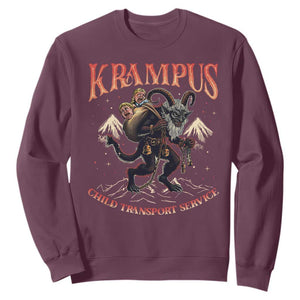 Krampus Sweatshirt Child Transport Service Spooky Christmas TS09 Maroon Print Your Wear