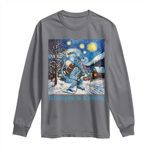 Krampus Is Coming Long Sleeve Shirt Spooky Christmas Starry Night TS09 Charcoal Print Your Wear