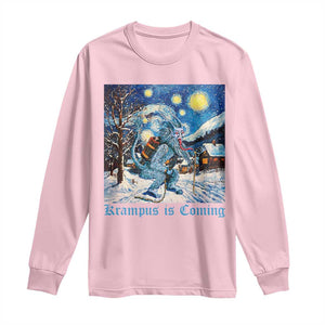 Krampus Is Coming Long Sleeve Shirt Spooky Christmas Starry Night TS09 Light Pink Print Your Wear