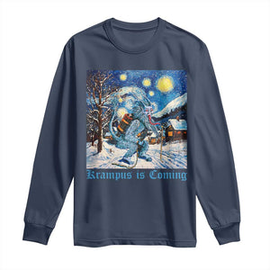 Krampus Is Coming Long Sleeve Shirt Spooky Christmas Starry Night TS09 Navy Print Your Wear