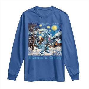 Krampus Is Coming Long Sleeve Shirt Spooky Christmas Starry Night TS09 Royal Blue Print Your Wear