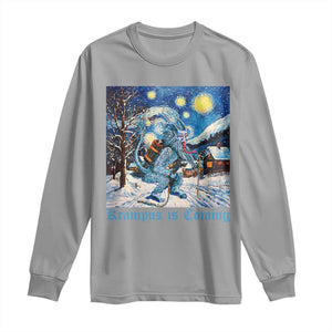 Krampus Is Coming Long Sleeve Shirt Spooky Christmas Starry Night TS09 Sport Gray Print Your Wear