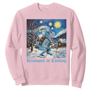 Krampus Is Coming Sweatshirt Spooky Christmas Starry Night TS09 Light Pink Print Your Wear