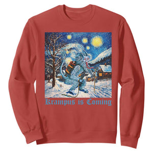 Krampus Is Coming Sweatshirt Spooky Christmas Starry Night TS09 Red Print Your Wear