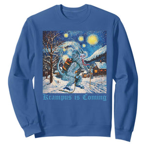 Krampus Is Coming Sweatshirt Spooky Christmas Starry Night TS09 Royal Blue Print Your Wear