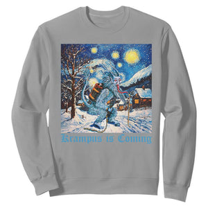 Krampus Is Coming Sweatshirt Spooky Christmas Starry Night TS09 Sport Gray Print Your Wear