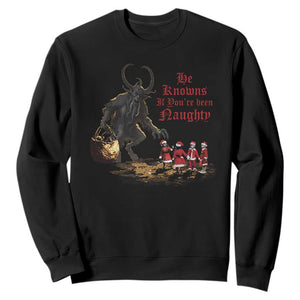 Christmas Krampus Sweatshirt He Knows If You've Been Naughty TS09 Black Print Your Wear