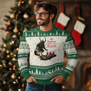 Xmas Krampus Ugly Christmas Sweater He Knows If You've Been Naughty TS09 Green Print Your Wear