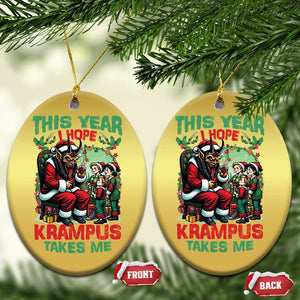 Xmas Krampus Christmas Ornament This Year I Hope Krampus Takes Me TS09 Oval Gold Print Your Wear