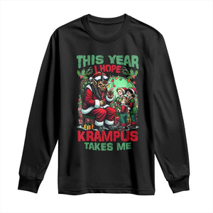 Christmas Krampus Long Sleeve Shirt This Year I Hope Krampus Takes Me TS09 Black Print Your Wear