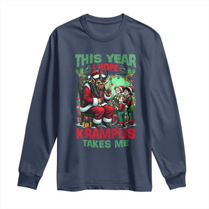 Christmas Krampus Long Sleeve Shirt This Year I Hope Krampus Takes Me TS09 Navy Print Your Wear