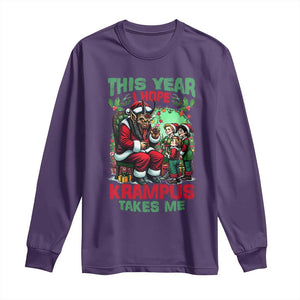 Christmas Krampus Long Sleeve Shirt This Year I Hope Krampus Takes Me TS09 Purple Print Your Wear