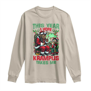 Christmas Krampus Long Sleeve Shirt This Year I Hope Krampus Takes Me TS09 Sand Print Your Wear