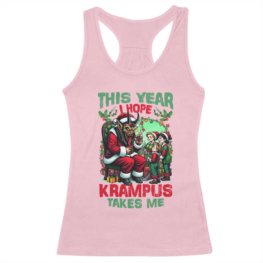 Christmas Krampus Racerback Tank Top This Year I Hope Krampus Takes Me TS09 Light Pink Print Your Wear