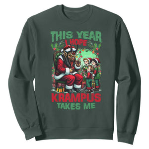 Christmas Krampus Sweatshirt This Year I Hope Krampus Takes Me TS09 Dark Forest Green Print Your Wear