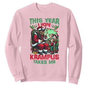 Christmas Krampus Sweatshirt This Year I Hope Krampus Takes Me TS09 Light Pink Print Your Wear